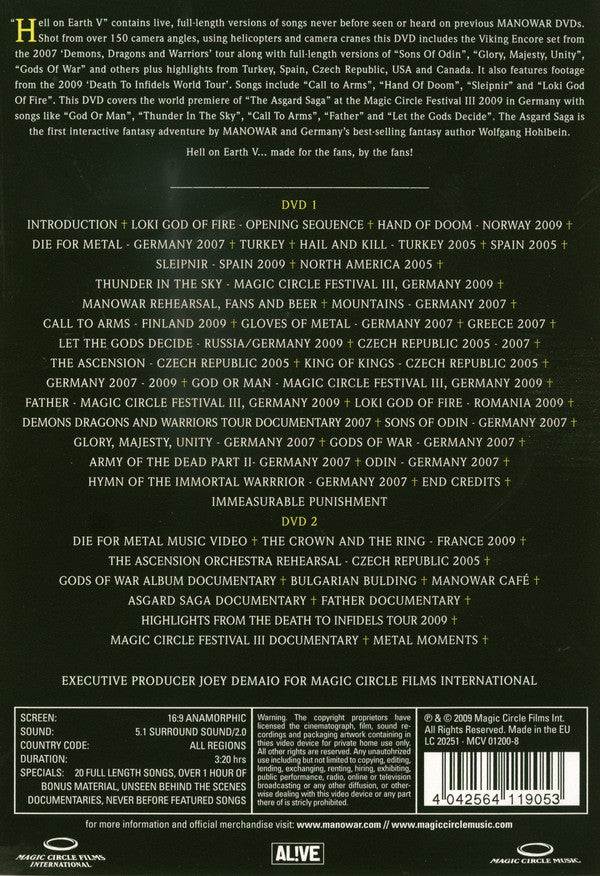 Manowar : Hell On Earth Part V (2xDVD)