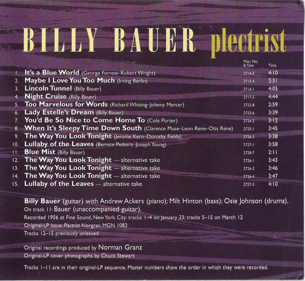 Billy Bauer : Plectrist (CD, Album, Ltd, RE, RM)
