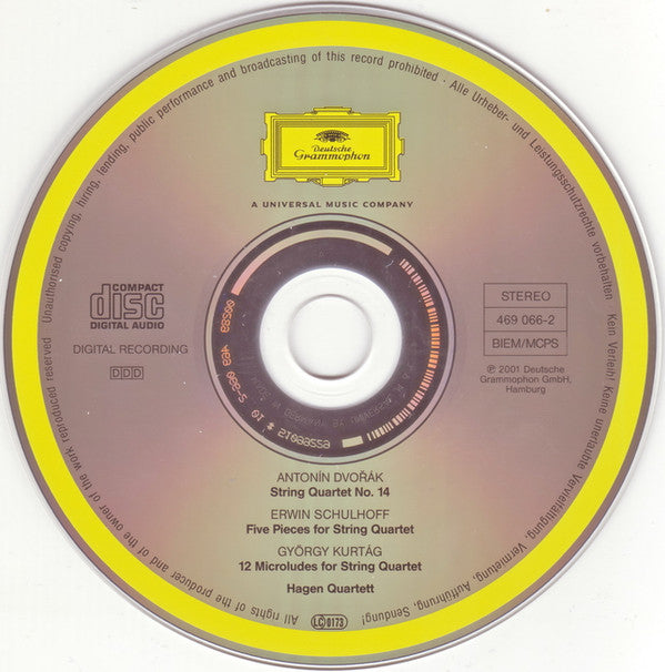 Dvořák* / Schulhoff* / Kurtág* - Hagen Quartett : String Quartet No.14 / 5 Pieces / 12 Microludes (CD, Album)