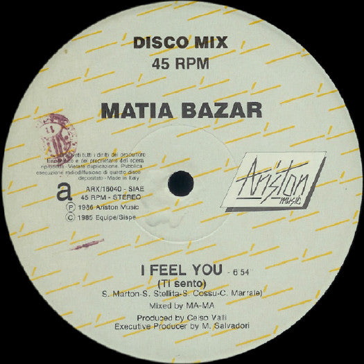 Matia Bazar : I Feel You (Ti Sento) (12")