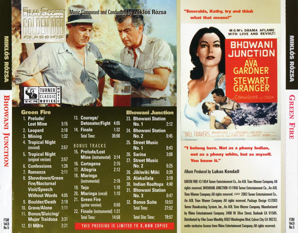 Miklós Rózsa : Green Fire / Bhowani Junction (CD, Album, Comp, Mono, Ltd)