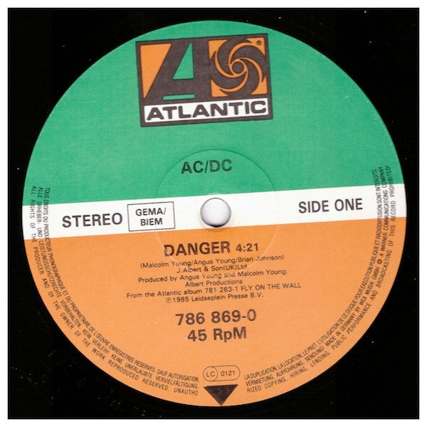 AC/DC : Danger (12", Single)