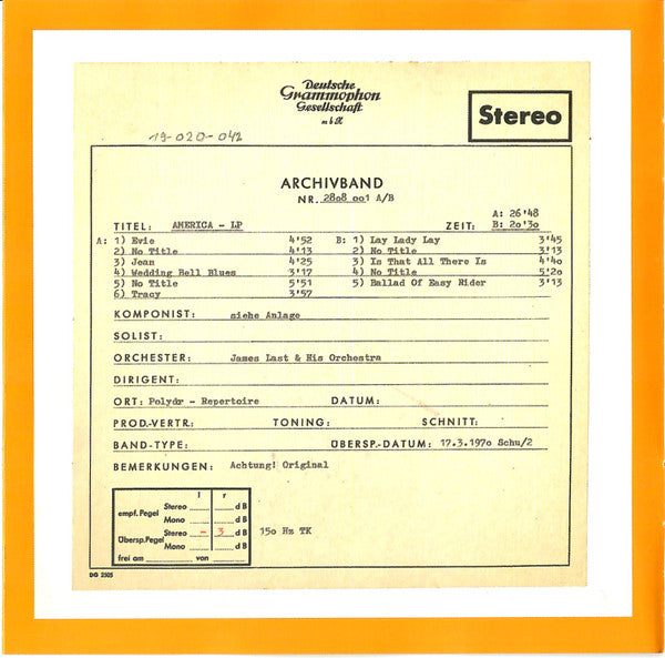 James Last : The America Album (CD, Album)