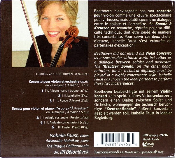 Ludwig van Beethoven - Isabelle Faust, Alexander Melnikov, Jiří Bělohlávek, Prague Philharmonia : Violin Concerto / Kreutzer Sonata (CD)