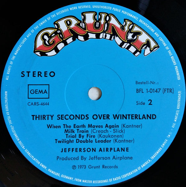 Jefferson Airplane : Thirty Seconds Over Winterland (LP, Album, Gat)