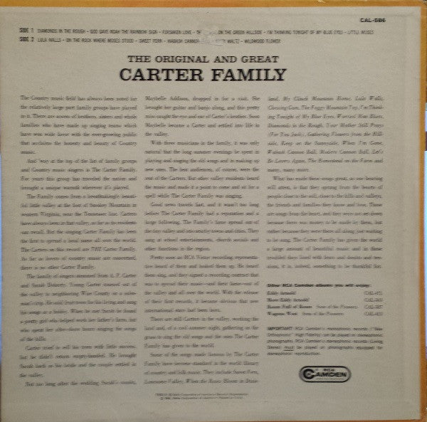 The Carter Family : The Original And Great Carter Family (LP, Album, Comp, Mono, RE, Roc)