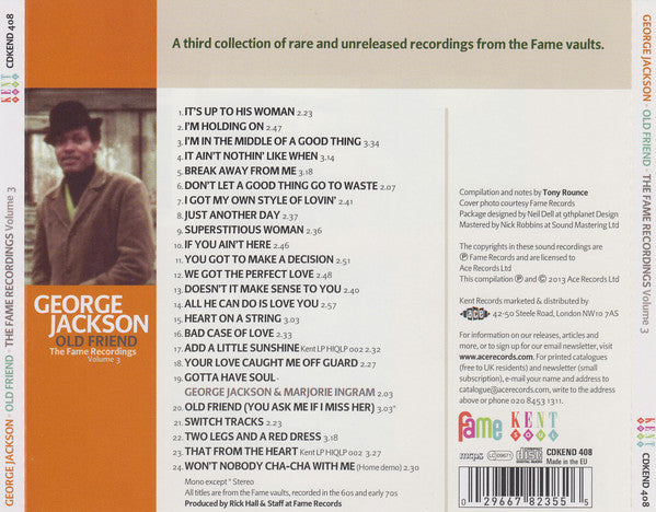 George Jackson (3) : Old Friend: The Fame Recordings Volume 3 (CD, Comp, Mono, RM)