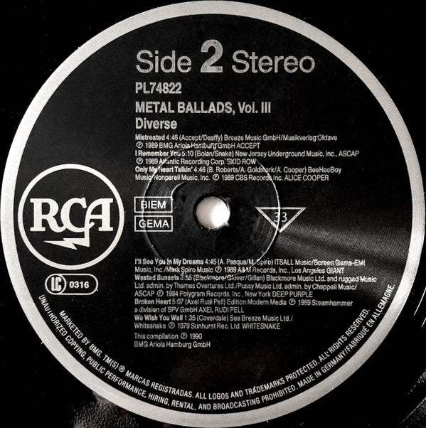 Various : Metal Ballads Vol. 3 (LP, Comp)