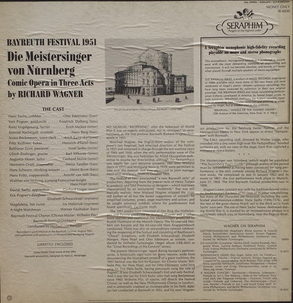 Herbert Von Karajan, Richard Wagner : Die Meistersinger Von Nürnberg (Comic Opera In Three Acts) (5xLP, Album, Mono, RE + Box)