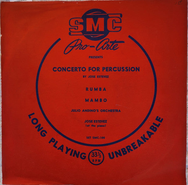 José Estévez Jr., Julio Andino Y Su Orquesta : Concerto For Percussion (10")