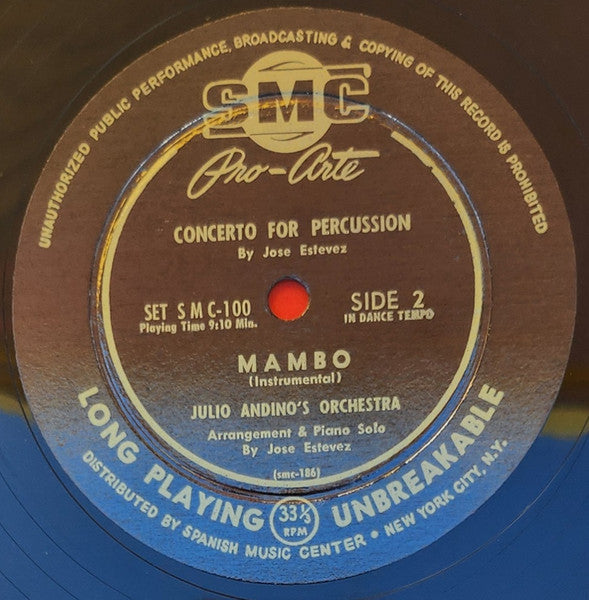 José Estévez Jr., Julio Andino Y Su Orquesta : Concerto For Percussion (10")