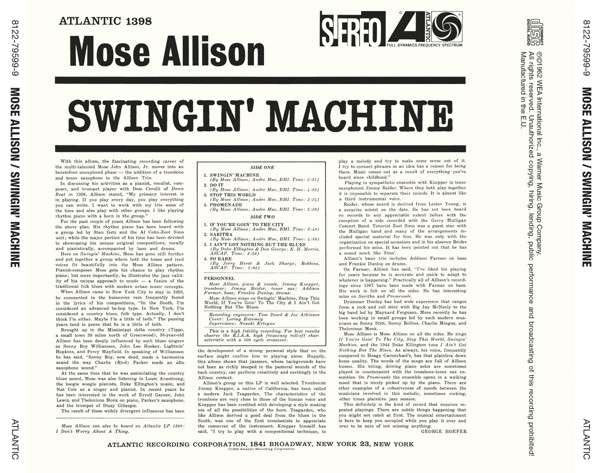 Mose Allison : Swingin' Machine (CD, Album, RE, RM)