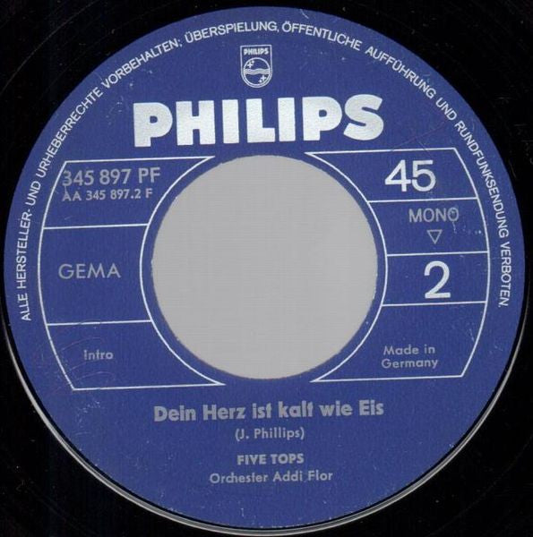 Five Tops : Unsere Sonne / Dein Herz Ist Kalt Wie Eis (7", Single, Mono)