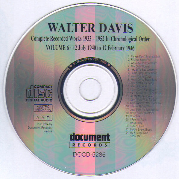 Walter Davis : Complete Recorded Works 1933-1952 In Chronological Order Volume 6 (12 July 1940 To 12 February 1946) (CD, Comp, RM)