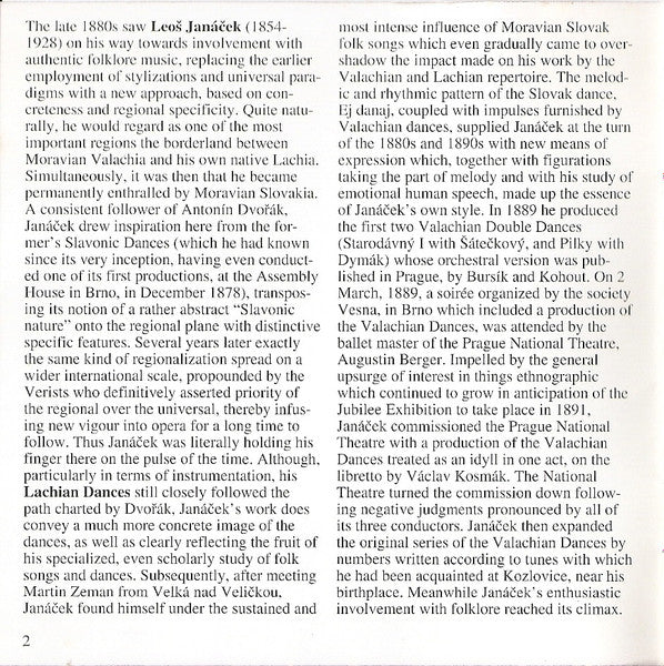 Janáček*, Brno State Philharmonic Orchestra, František Jílek : Lachian Dances / Suite For Strings / Idyll For Strings (CD, Album, RP)