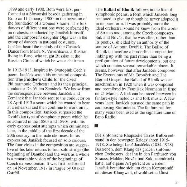 Janáček*, Brno State Philharmonic Orchestra, František Jílek : Taras Bulba / Jealousy A.O. (CD, Comp, RP)