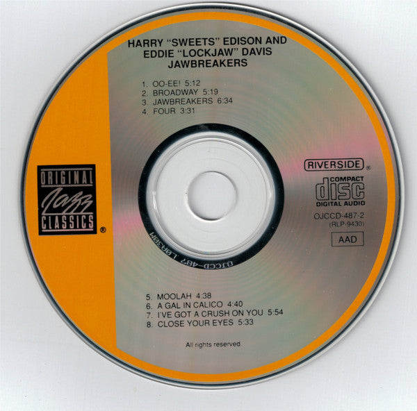 Harry Edison And Eddie "Lockjaw" Davis : Jawbreakers (CD, Album, RE, RM)