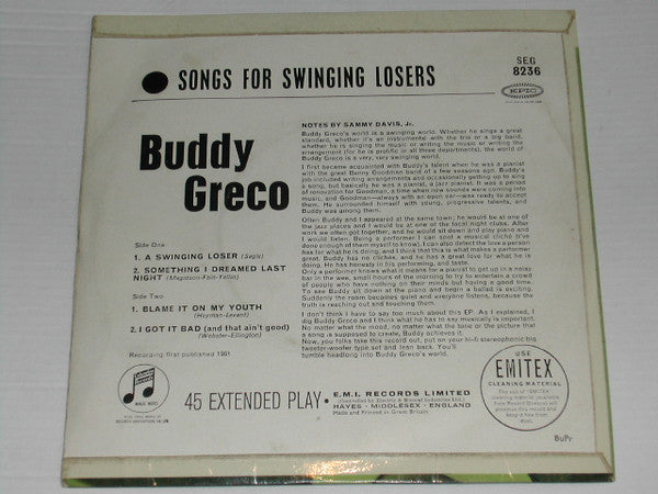 Buddy Greco : Songs For Swinging Losers (7", EP, Mono)