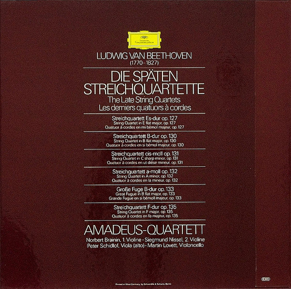 Ludwig van Beethoven, Amadeus-Quartett : Die Späten Streichquartette * The Late String Quartets * Les Derniers quatuors à cordes (4xLP + Box)