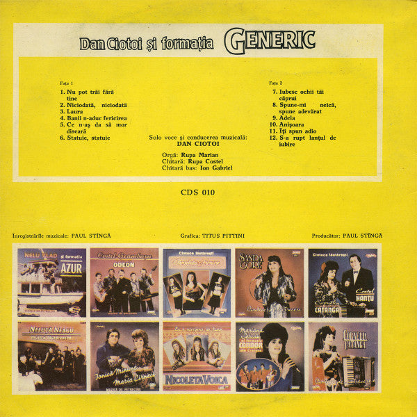 Dan Ciotoi și Formația Generic : Dan Ciotoi Și Formația Generic (LP, Album)