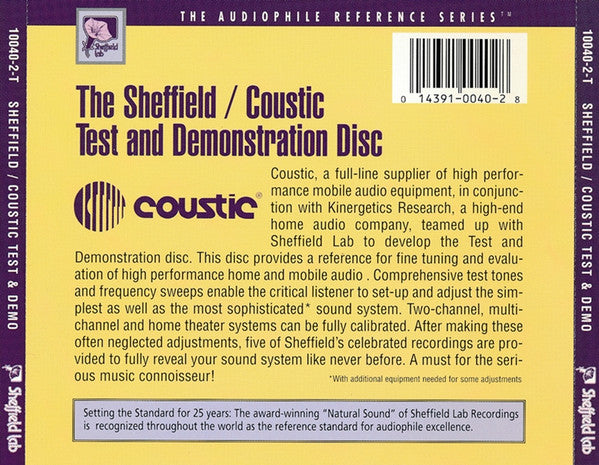Various : The Sheffield / Coustic Set-up And Test Disc (CD, S/Edition)