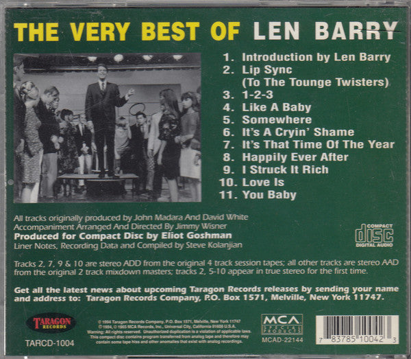 Len Barry : The Very Best Of - Original Master Recordings (CD, Comp, RM)