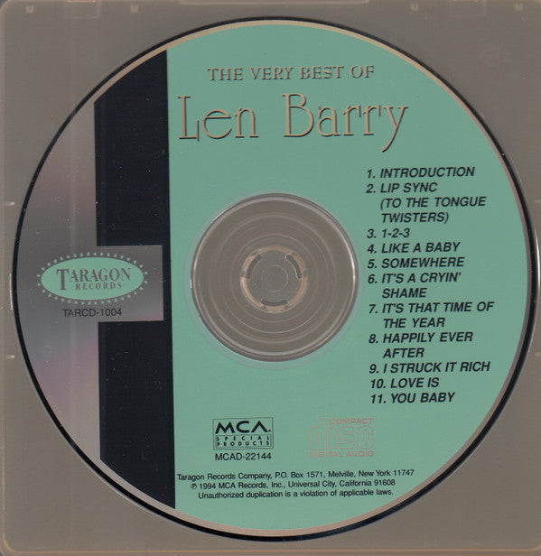 Len Barry : The Very Best Of - Original Master Recordings (CD, Comp, RM)