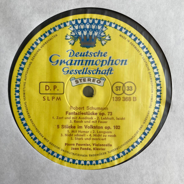 Schubert* / Mendelssohn* / Schumann* - Pierre Fournier, Jean Fonda : Arpeggione-Sonate A-Moll / Variations Concertantes Op.17 / 3 Fantasiestücke Op.73 - 5 Stücke Im Volkston Op.102 (LP, Album)