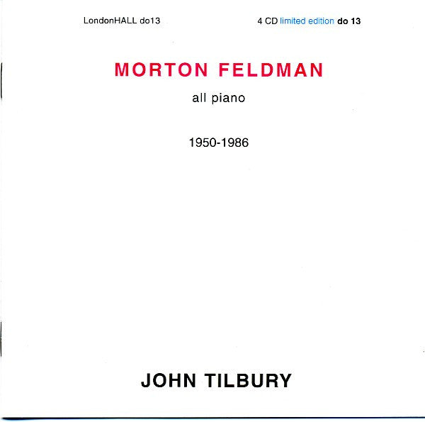 Morton Feldman - John Tilbury : All Piano (4xCD, Album, Ltd)