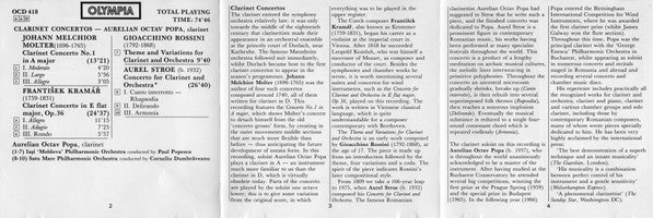 Aurelian Octav Popa : Clarinet Concertos (CD, Comp)