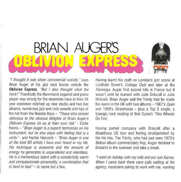 Brian Auger's Oblivion Express : Brian Auger's Oblivion Express (CD, Album, RE)