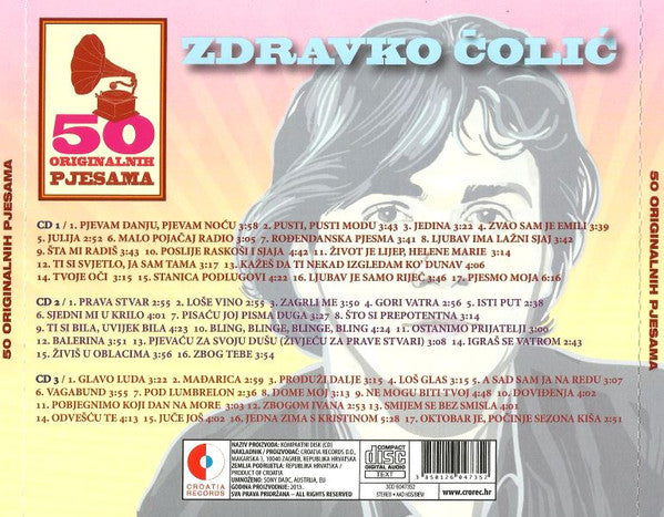 Zdravko Čolić : 50 Originalnih Pjesama (3xCD, Comp)