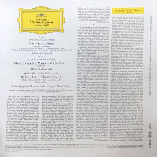 Ferenc Fricsay / Zoltán Kodály • Igor Stravinsky • Gottfried von Einem : Háry-János-Suite / Movements For Piano And Orchestra / Ballade Für Orchester Op. 23 (LP, Album)
