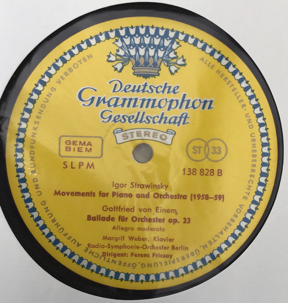 Ferenc Fricsay / Zoltán Kodály • Igor Stravinsky • Gottfried von Einem : Háry-János-Suite / Movements For Piano And Orchestra / Ballade Für Orchester Op. 23 (LP, Album)
