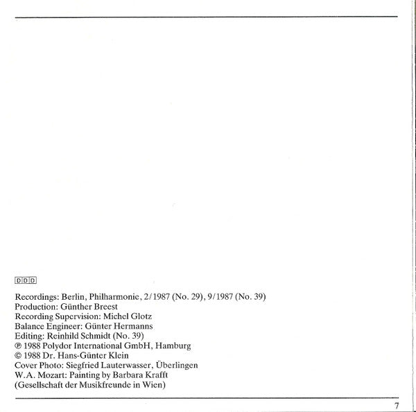 Wolfgang Amadeus Mozart, Berliner Philharmoniker, Herbert von Karajan : Symphonien Nos. 29 & 39 (CD)