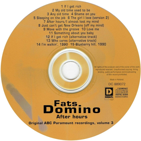 Fats Domino : Original ABC Paramount Recordings, Volume 3 - After Hours (CD, Comp)