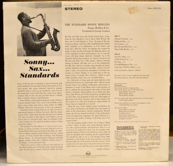 Sonny Rollins & Co. : The Standard Sonny Rollins (LP, Album, Dyn)