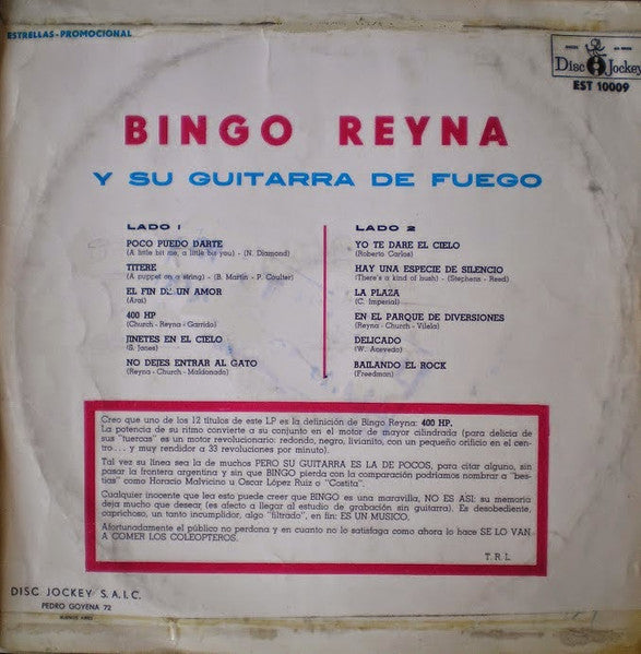 Bingo Reyna : Y Su Guitarra de Fuego (LP, Album)