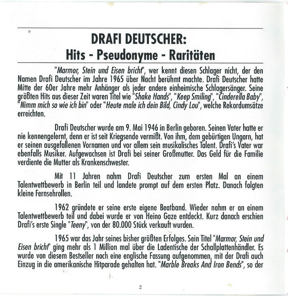 Drafi Deutscher : Hits! Pseudonyme! Raritäten! (CD, Comp, RE)