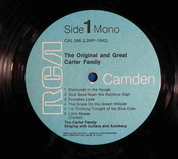 The Carter Family : The Original And Great Carter Family (LP, Album, Comp, Mono, RE)