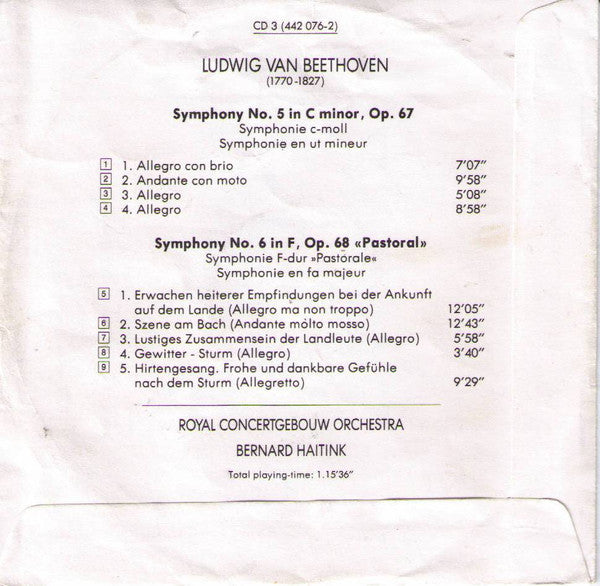 Beethoven*, Bernard Haitink, Royal Concertgebouw Orchestra* : The Symphonies (5xCD, RE + Box, Comp)