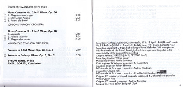 Byron Janis, Rachmaninoff*, Antal Dorati, Minneapolis Symphony Orchestra / London Symphony Orchestra : Piano Concerto No 2 / Piano Concerto No 3 (SACD, Hybrid, Multichannel, Comp)