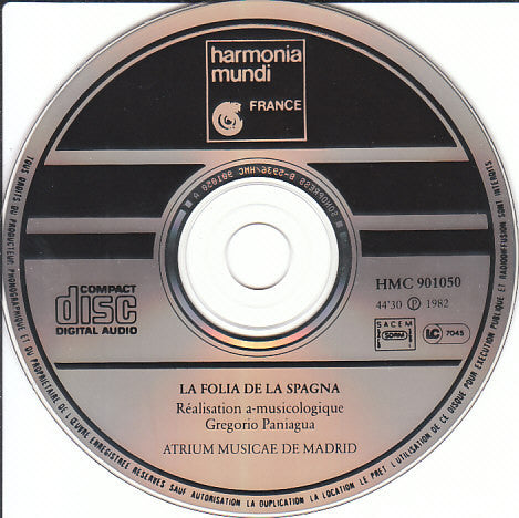 Gregorio Paniagua : La Folia De La Spagna (CD, Album)