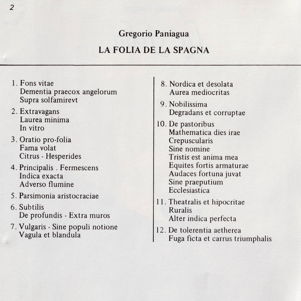 Gregorio Paniagua : La Folia De La Spagna (CD, Album)