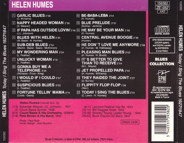 Helen Humes : Today I Sing The Blues (1927-1947) (CD, Comp, RM)