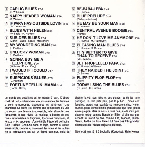 Helen Humes : Today I Sing The Blues (1927-1947) (CD, Comp, RM)