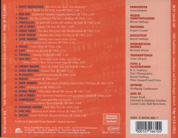 Various : 1000 Nadelstiche - Amerikaner & Briten Singen Deutsch - Folge 10 (UK Girls) (CD, Comp)