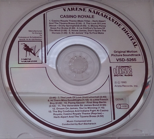 Burt Bacharach : Casino Royale (Original Motion Picture Soundtrack) (CD, Album, RE)