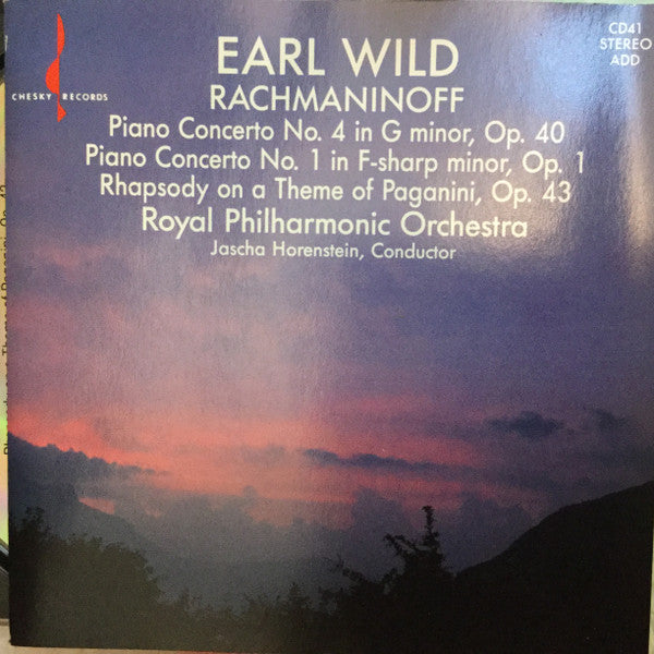 Rachmaninoff*, Earl Wild, Royal Philharmonic Orchestra, Jascha Horenstein : Piano Concerto No. 4 In G Minor, Op. 40 / Piano Concerto No. 1 In F-Sharp Minor, Op. 1 / Rhapsody On A Theme Of Paganini, Op. 43 (CD, Comp)