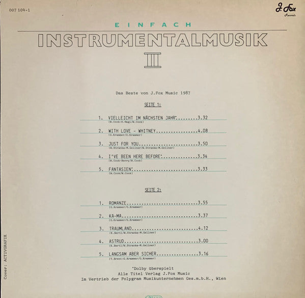 Unknown Artist : Einfach Instrumental Musik II (LP)